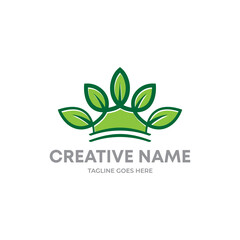 Premium emblem Green Leaf  Crown Logo Company illustrations for your work Logo