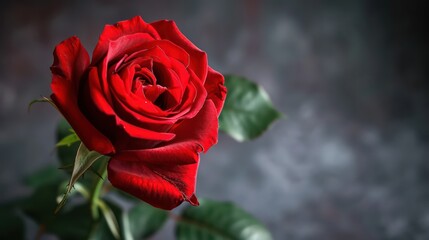 Naklejka premium Background featuring a solitary red rose with generous space for romantic and inspirational text or content