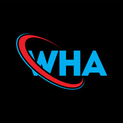 WHA logo. WHA letter. WHA letter logo design. Initials WHA logo linked with circle and uppercase monogram logo. WHA typography for technology, business and real estate brand.