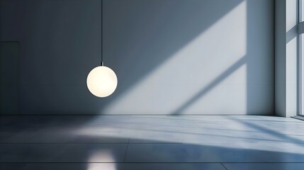 an empty room with a light bulb hanging from the ceiling