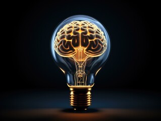A light bulb with a brain inside. Generative AI.