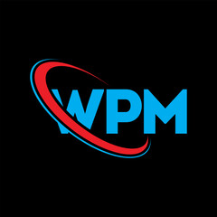 WPM logo. WPM letter. WPM letter logo design. Initials WPM logo linked with circle and uppercase monogram logo. WPM typography for technology, business and real estate brand.