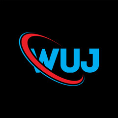 Fototapeta na wymiar WUJ logo. WUJ letter. WUJ letter logo design. Initials WUJ logo linked with circle and uppercase monogram logo. WUJ typography for technology, business and real estate brand.