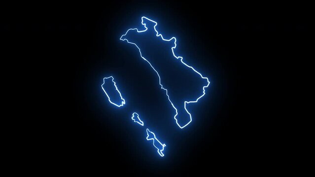 Animated map of West Sumatra province in Indonesia with a glowing neon effect
