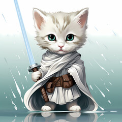 Beautiful cute cat water color illustration. The vibrant colors, adorable feline