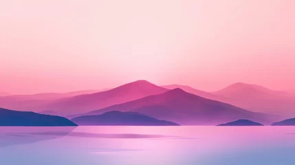 Fototapete Hell-pink Abstract mountain landscape background in vibrant hues with pink and purple tones.