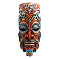A colorful tribal mask on a transparent background png isolated