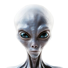 a realistic alien with pale skin on a transparent background png isolated