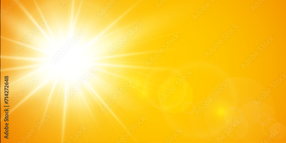 Wall mural Bright sun with lens flare summer background