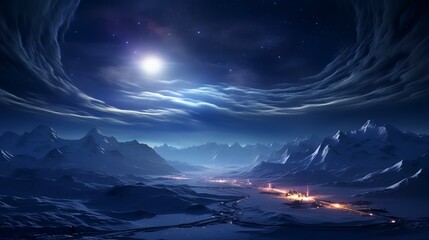 Blue Mountain Background Illustration - Created with