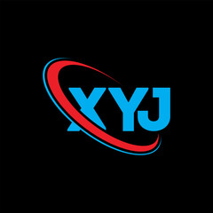 XYJ logo. XYJ letter. XYJ letter logo design. Initials XYJ logo linked with circle and uppercase monogram logo. XYJ typography for technology, business and real estate brand.