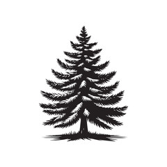 Tranquil Evergreen Canopy: Pine Tree Silhouette Series Forming a Tranquil Canopy in Nature's Silhouetted Landscape - Pine Tree Vector - Nature Illustration
