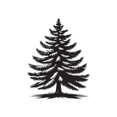 Fototapeta premium Tranquil Evergreen Canopy: Pine Tree Silhouette Series Forming a Tranquil Canopy in Nature's Silhouetted Landscape - Pine Tree Vector - Nature Illustration 