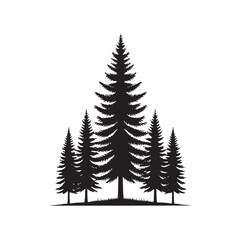 Obraz premium Celestial Pine Ballet: Nature Silhouette - Pine Tree Silhouette Performing a Celestial Ballet in the Cosmic Theater of Nature - Nature Vector - Pine Tree Illustration 