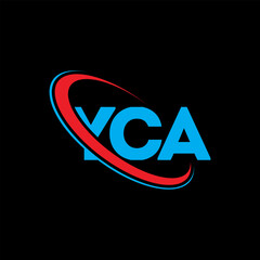 YCA logo. YCA letter. YCA letter logo design. Intitials YCA logo linked with circle and uppercase monogram logo. YCA typography for technology, business and real estate brand.