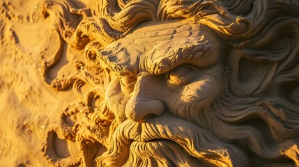 a close up of a face made of sand