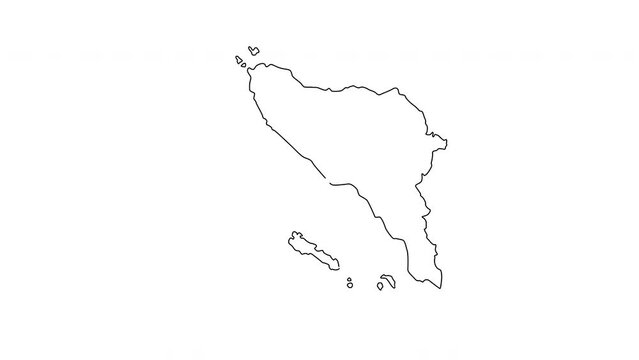 animated sketch of a map of the city of Aceh in Indonesia