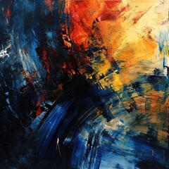 Abstract background with blue, orange, yellow and red grunge textures