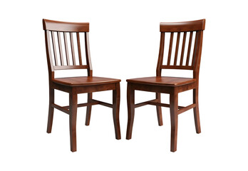 2 Wooden dining side-chairs isolated on transparent and white background, PNG Object