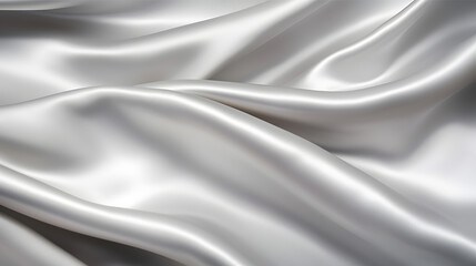 Obraz premium The luxurious sheen of silver satin fabric is displayed in this image, highlighting the elegant folds and soft texture.