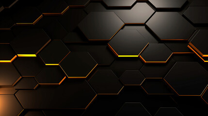Abstract black and orange hexagons background
