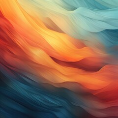 Abstract background with smooth lines in blue, orange and yellow colors. Image generated AI.
