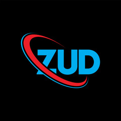 ZUD logo. ZUD letter. ZUD letter logo design. Initials ZUD logo linked with circle and uppercase monogram logo. ZUD typography for technology, business and real estate brand.