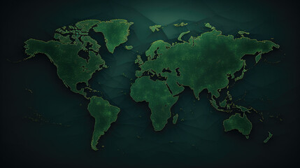 Technological green world map abstract background