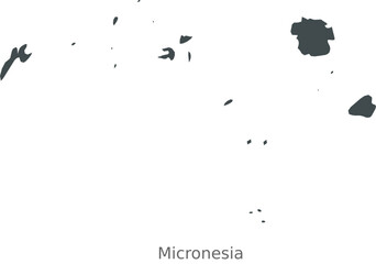 Map of Micronesia, Oceania. This elegant black vector map is perfect for diverse uses in design, education, and media, offering adaptability to any setting or resolution.
