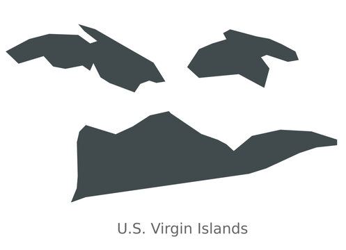 Map of U.S. Virgin Islands, the Caribbean. This elegant black vector map is ideal for use in graphic design, educational projects, and media, adaptable to various settings and resolutions.