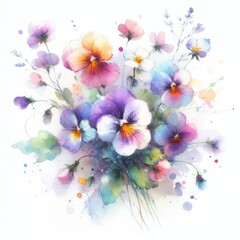 Viola Tricolor in Watercolor: Artistic Blooms of Floral Elegance