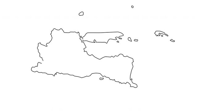 animated sketch map of East Java province in Indonesia