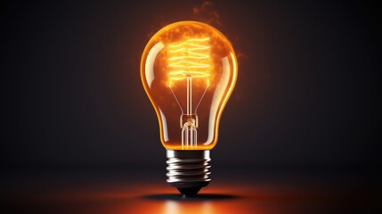 An electric light bulb on a dark background. - obrazy, fototapety, plakaty