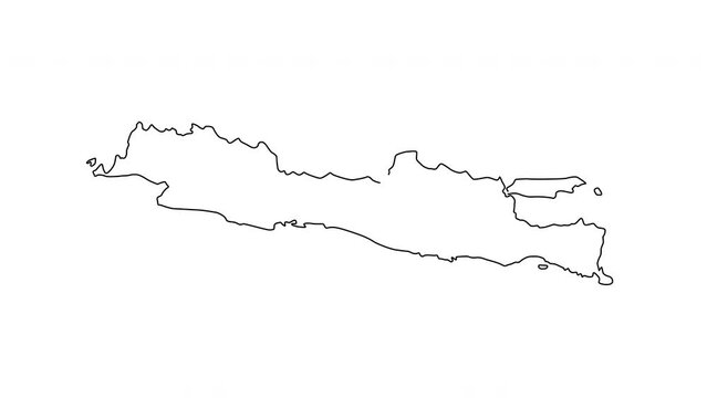 animated sketch of a map of the island of Java in Indonesia