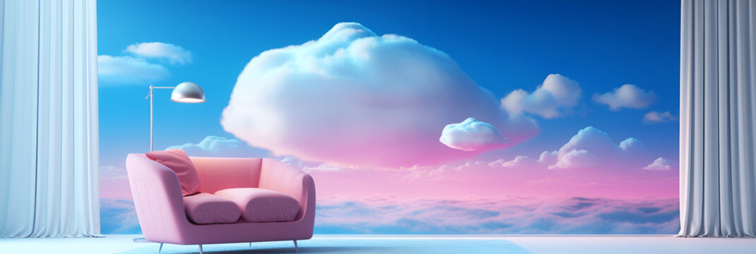 Surreal background for Singles Awareness Day. Banner on a blue background.