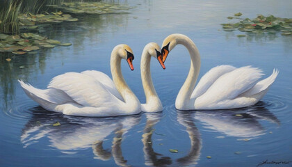 Fototapeta premium swans in the lake