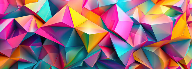 Obraz premium a heart balloon shaped as a bow hanging from ribbon,a set of colorful geometric posters with a logo on,a woman with a colorful head dress and earrings in