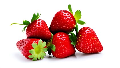 Fresh red ripe strawberries isolated on white background - fresh fruit, healthy lifestyle concept.
