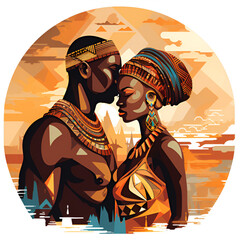 african culture couple vector ilustration