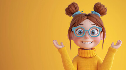 surprised cheerful girl with glasses