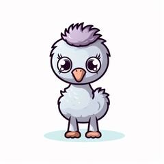 Linework icon baby ostrich kawaii style stock photos