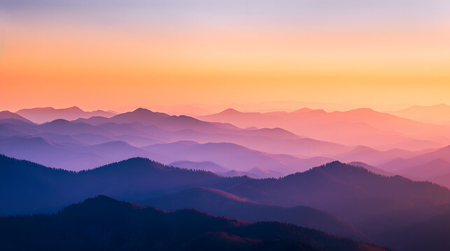 Indian Summer sunset over a mountain range. © Marie