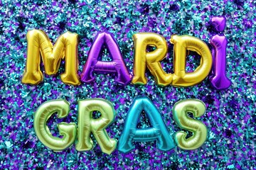 Mardi Gras Festive Backdrop for Greeting Cards and Banners