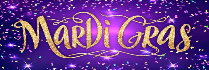 Mardi Gras Festive Backdrop for Greeting Cards and Banners