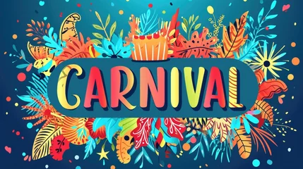 Cercles muraux Carnaval Festive Carnival Card Design with Inscription for Greetings and Banners
