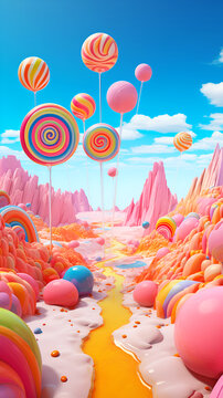 Naklejki The surreal background of sweet candies is unusual and colorful.