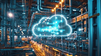 Industry Cloud Platforms seamlessly unite specialized clouds tailored for distinct sectors, fostering innovation and efficiency on background the factory