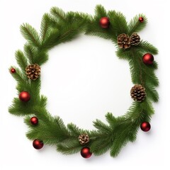 Fototapeta na wymiar Merry Christmas circle wreath royalty white background image