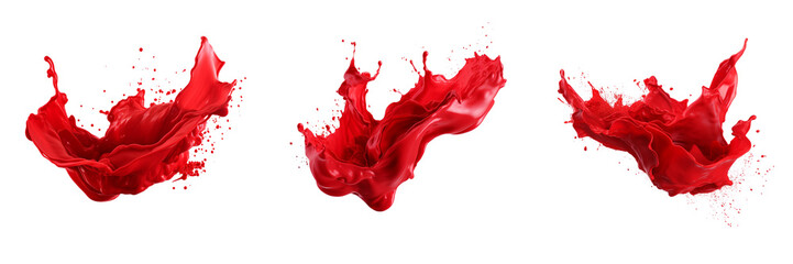 Set of red color plastic paint isolated on a transparent background