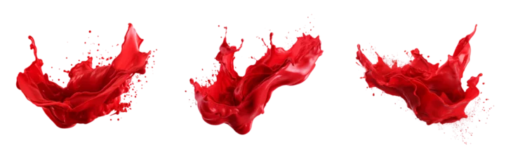 Foto op Canvas Set of red color plastic paint isolated on a transparent background © Arup Debnath